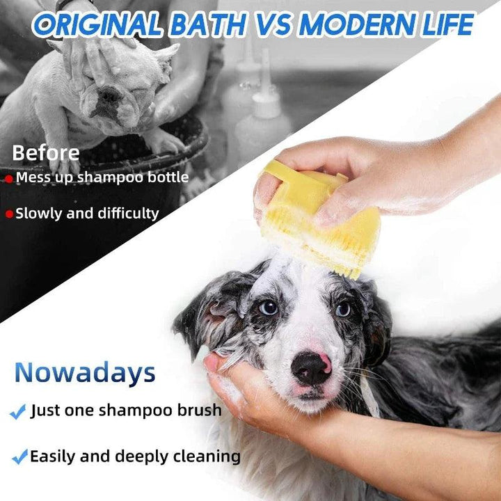Lisslune | Silicone Pet Grooming Brush with Shampoo Dispenser - 2.7 oz Capacity for Easy Bathing