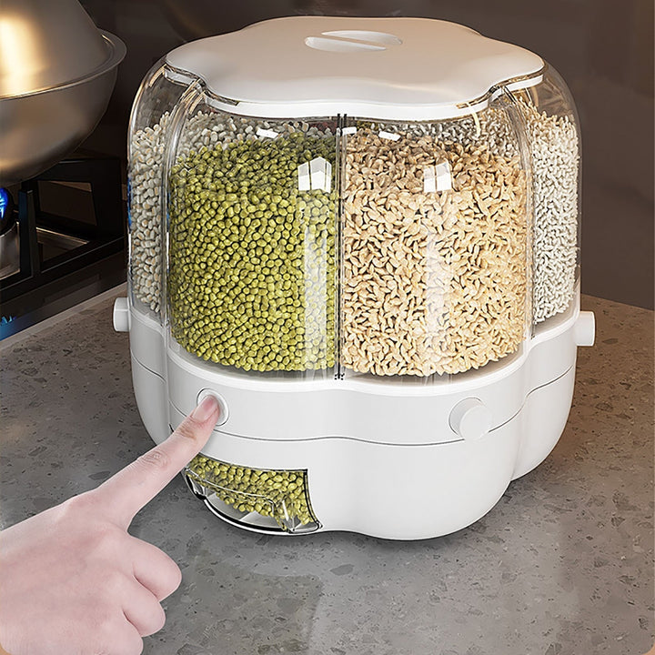 Lisslune | 6-Grid Rotating Grain Storage Dispenser