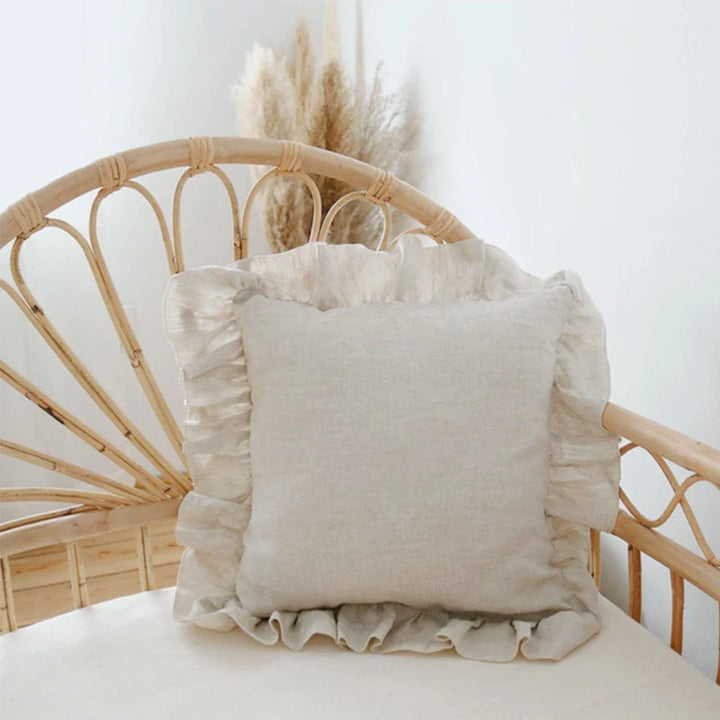 Rynx | 100% Linen Ruffle Cushion Covers, Soft and Comfortable Pillow Covers, Home Decor Sofa Cushions, Living Room Couch Ornament
