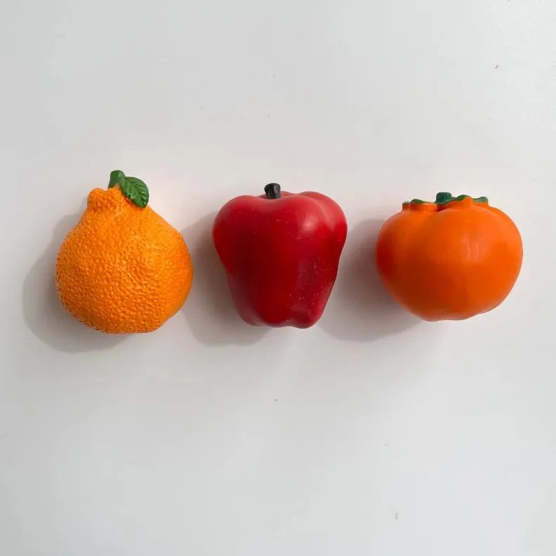Rynx | Creative 3D Fruit Magnets Orange Refrigerator Magnet Apples Refrigerator Persimmon Stickers Living Room Door Decor