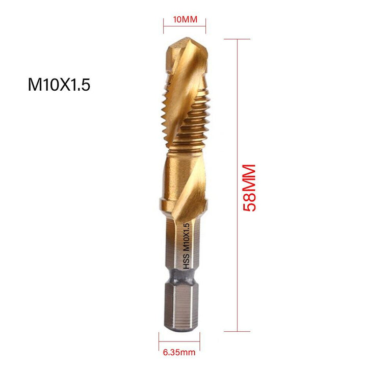 Lisslune | Precision Taps Set with Titanium Coating and Spiral Flute Design for Efficient Tapping and Chamfering
