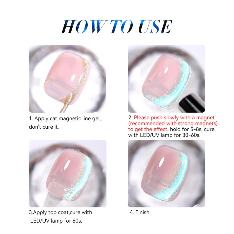 Rynx |5ML Aurora Ocean Blue Liner Gel Polish Nail Art Sparkling Painting Cat Magnetic Gel Semi Permanent UV Gel French Nails