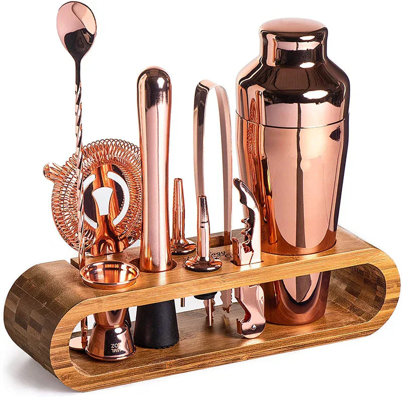 Lisslune | MixArt Metallic Bar Set | Elegant Cocktail and Bartender Set | Perfect Drinks Made Easy