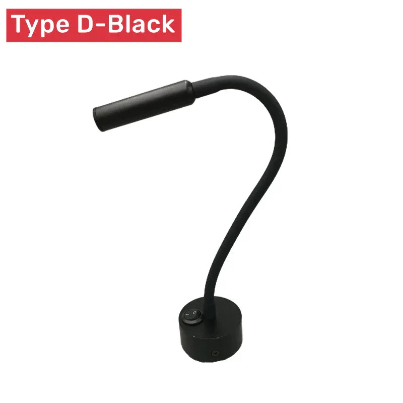 Lisslune | Modern Flexible LED Reading Wall Lamp with Switch for Bedroom and Study - 1W/3W