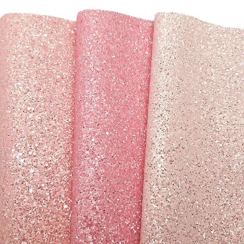 Lisslune | Sparkling Pink Chunky Glitter Synthetic Leather Craft Sheets - Essential for DIY Creators