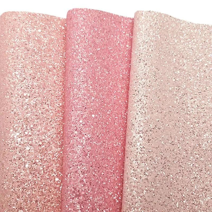 Lisslune | Sparkling Pink Chunky Glitter Synthetic Leather Craft Sheets - Essential for DIY Creators