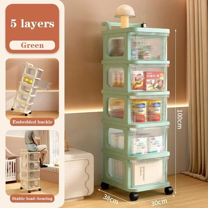 Rynx | Drawer Style Storage Cabinet Multi-layer Milk Oil Wind Storage Shelf Children Transparent Drawer Cabinets High Capacity Cart