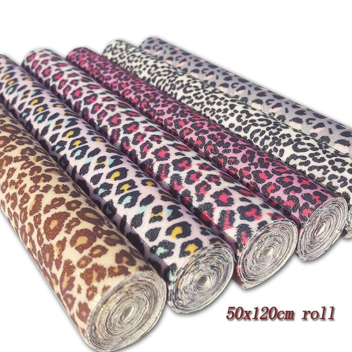 Lisslune | Glittering Leopard Print Synthetic Leather Craft Roll: Ignite Your Creative Spirit!