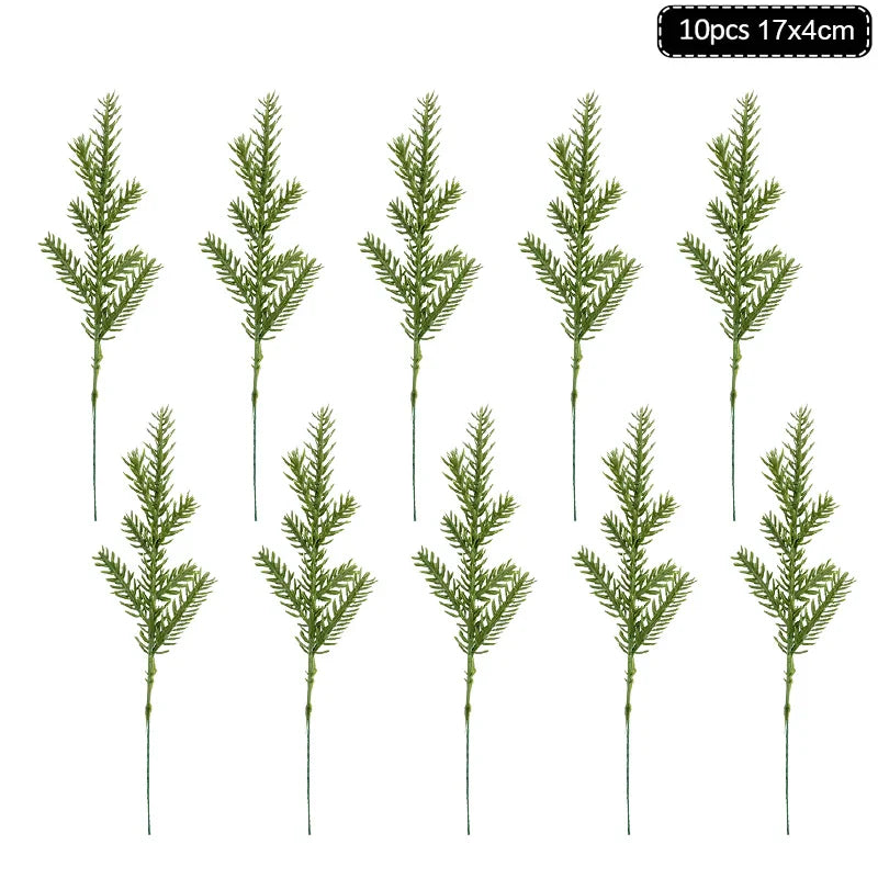 Rynx 1Pack Christmas Pine Needles Branches Artificial Plant Christmas Tree Ornaments Decorations for Home DIY Wreath Gift Box Wedding Flowers
