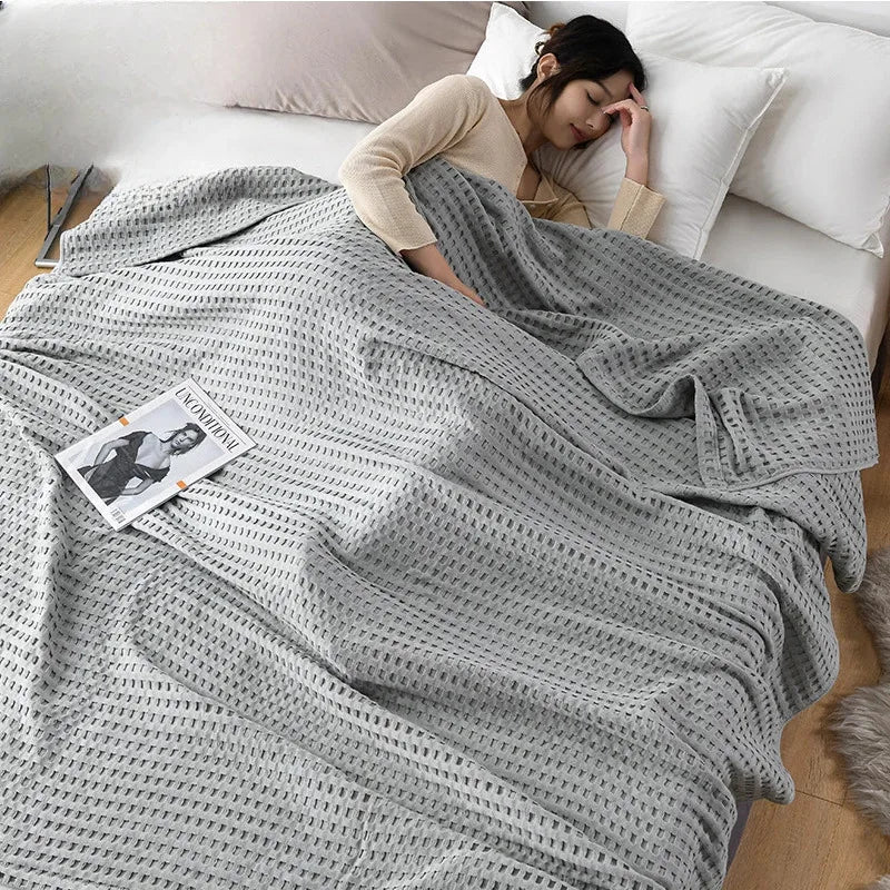 Rynx | Japanese Style Blanket Solid Color Towel Quilt Knitted Blanket Climate Blanket Office Sleep Climate Blanket