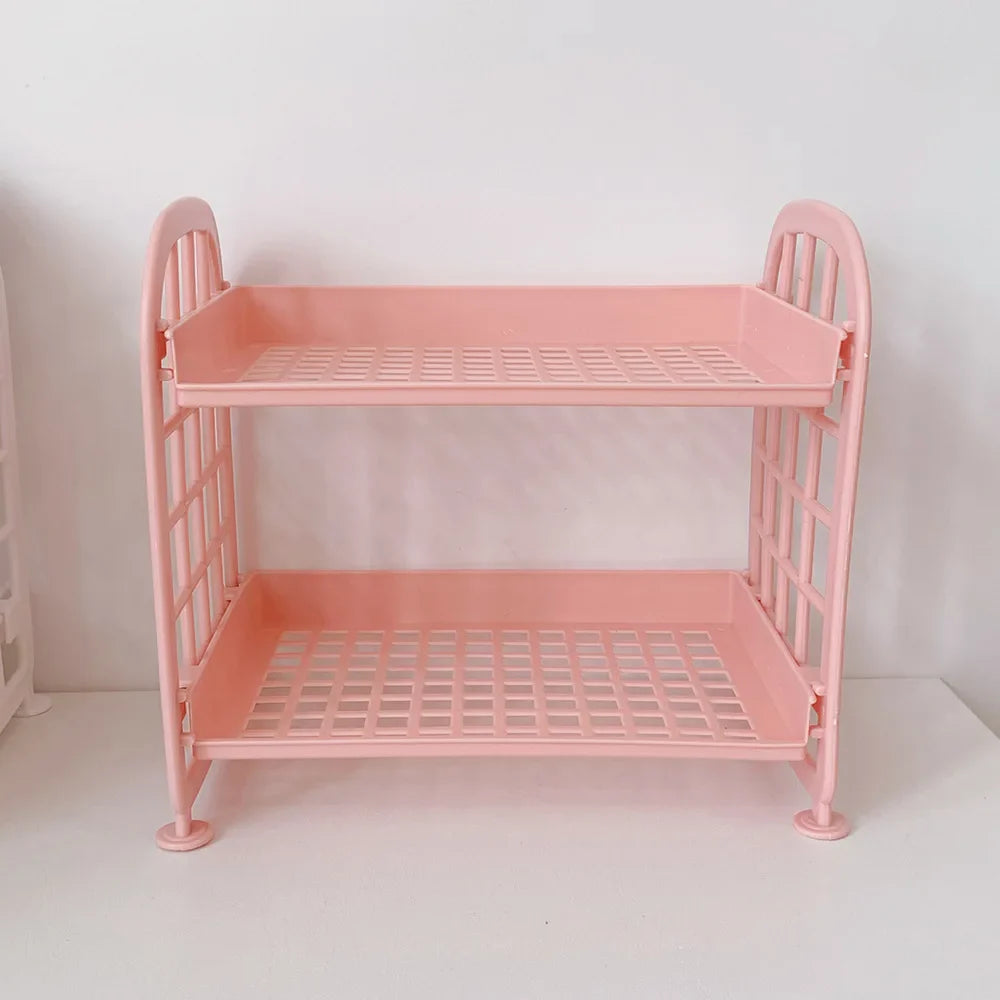 Rynx | Sweet Room Storage Organizer Storage Shelf Kawaii 2-Layer Desktop Cosmetic Jewelry Storage Shelf Bathroom Shelf Storage Rack