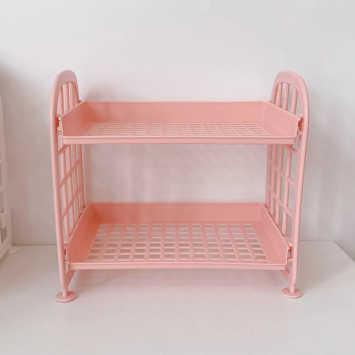 Rynx | Sweet Room Storage Organizer Storage Shelf Kawaii 2-Layer Desktop Cosmetic Jewelry Storage Shelf Bathroom Shelf Storage Rack