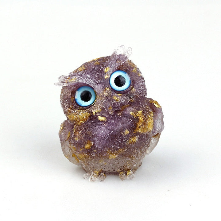 Lisslune | Natural Crystal Owl Figurine: Handmade Collector's Item