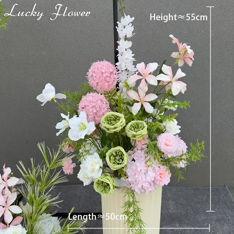 Rynx | Artificial Flowers Wedding Decoration Hanging Flower Row Background Arch Decor Aisle Flower Ball Floral Backdrop Arrangement