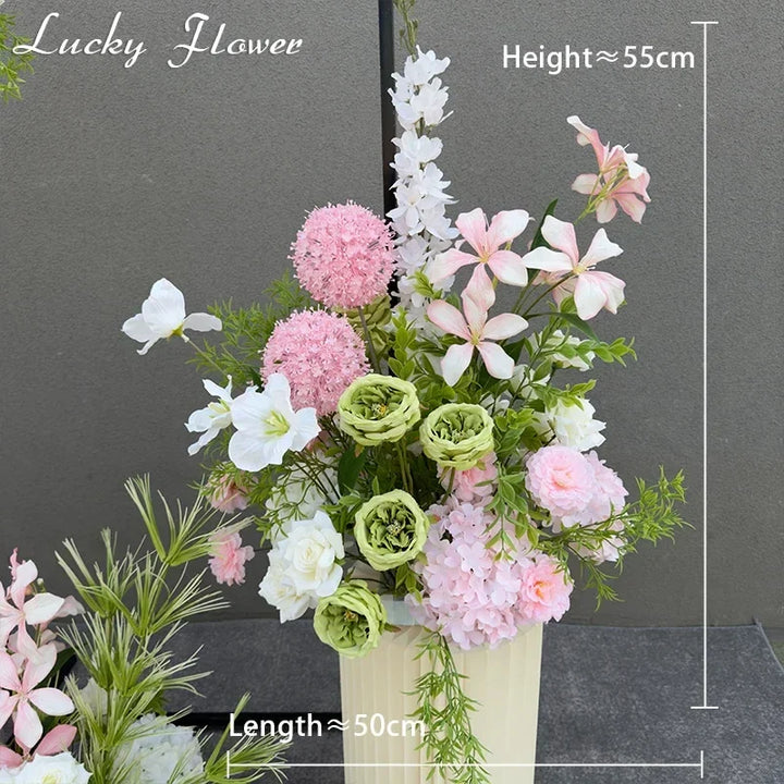 Rynx | Artificial Flowers Wedding Decoration Hanging Flower Row Background Arch Decor Aisle Flower Ball Floral Backdrop Arrangement