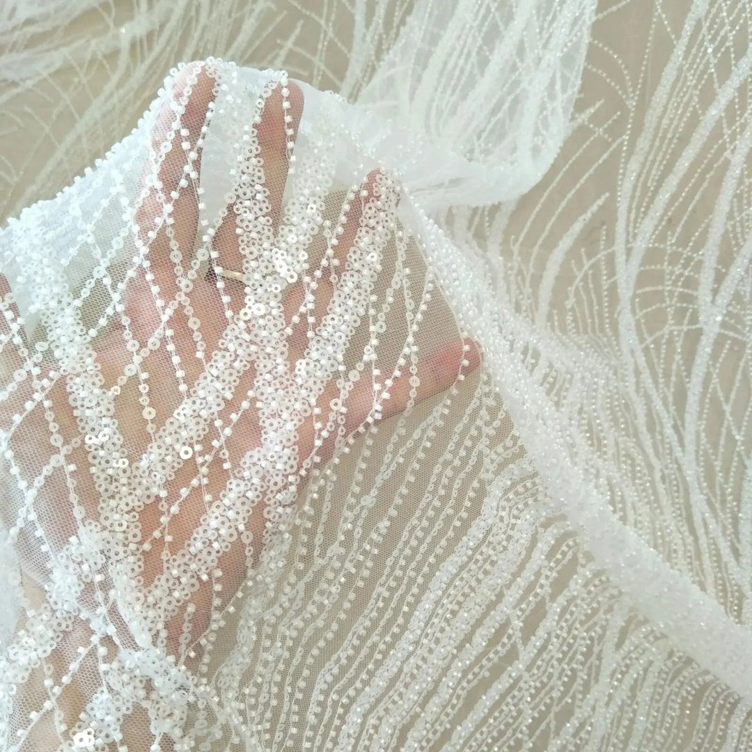 Lisslune | Advanced Bridal Lace Fabric for Wedding Dresses - 130cm Wide, Sold by the Meter