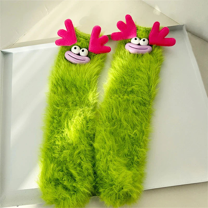 Lisslune | Fluffy Cartoon Women's Socks with Face