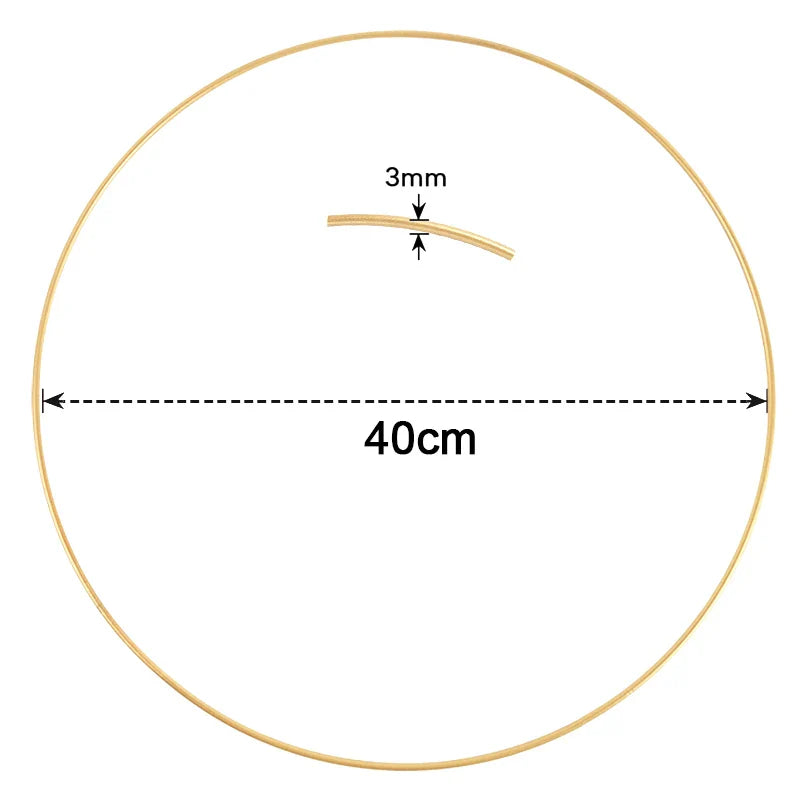 Rynx Gold Metal Flower Ring Hoop with Wood Base for Wedding Party Table Centerpiece Decoration Artificial Flower Garland DIY Wreath