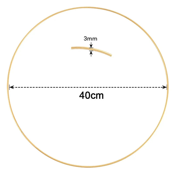 Rynx Gold Metal Flower Ring Hoop with Wood Base for Wedding Party Table Centerpiece Decoration Artificial Flower Garland DIY Wreath