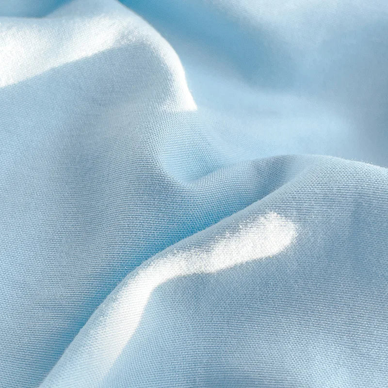 Rynx | Girls Blue Duvet Cover Set Twin Full Queen Size Soft Bed Sheet Pillowcase Bedding Princess Style Solid Color INS Bedding