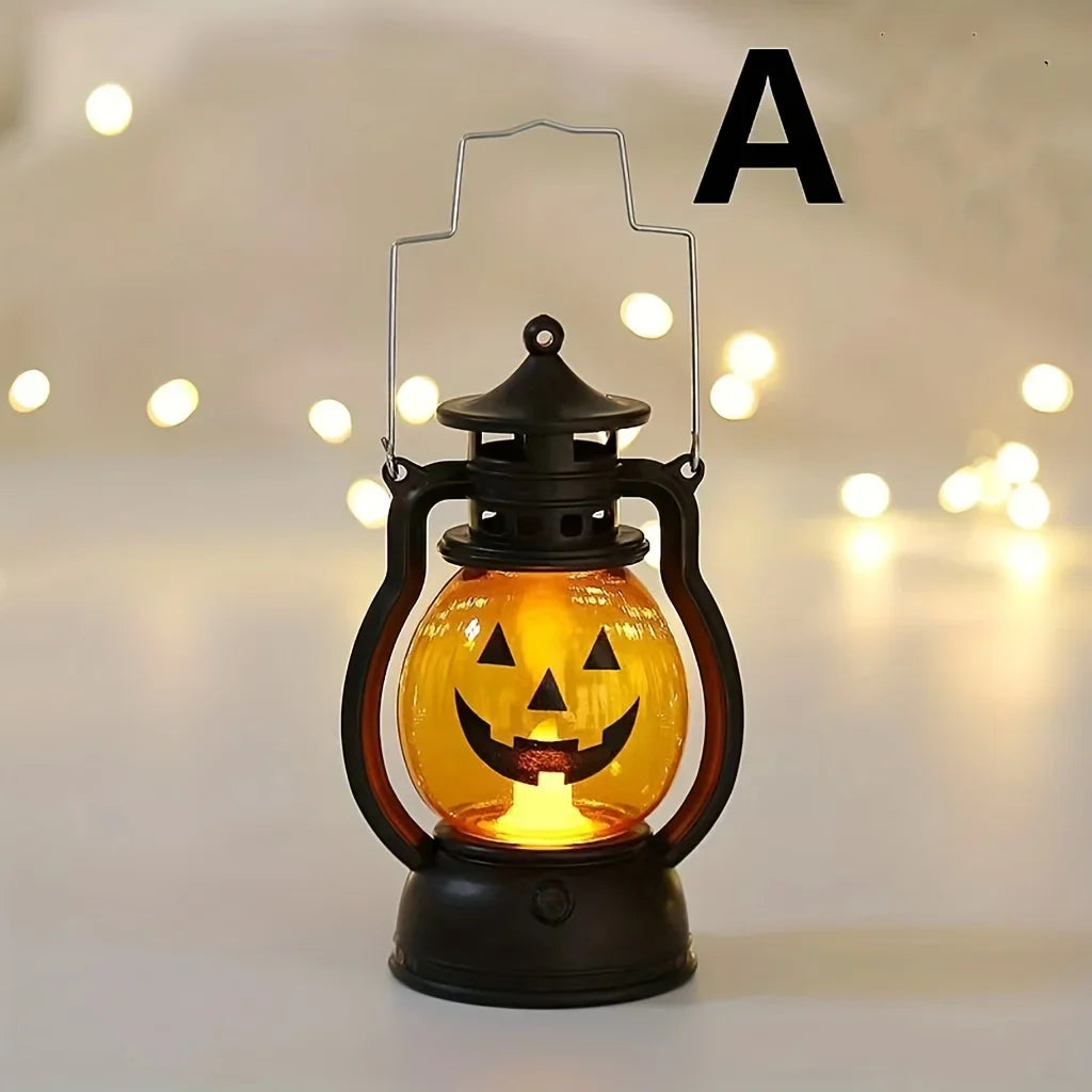 Rynx | Halloween hanging pumpkin lantern light LED ghost lamp candlelight retro small oil lamp Halloween party home decor horror props