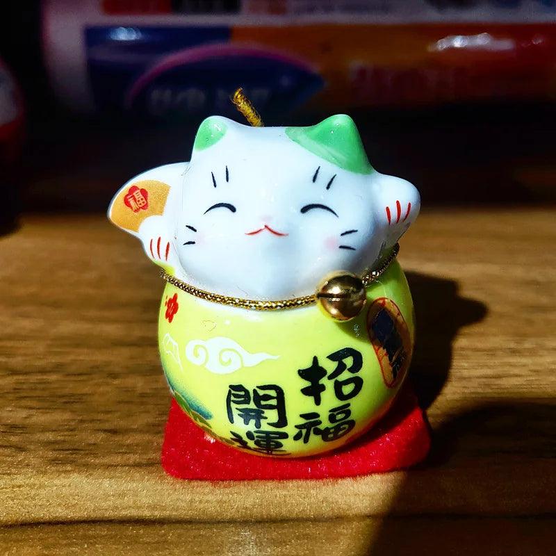 Lisslune | Charming Japanese Ceramic Lucky Cat Daruma Figurine for Home Decor and Gifts