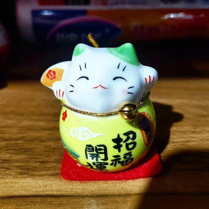 Lisslune | Charming Japanese Ceramic Lucky Cat Daruma Figurine for Home Decor and Gifts