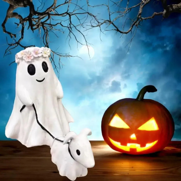 Rynx | Halloween Decor Ghost Dog Statue Interesting Resin Ornaments Creative Home Decor Gift