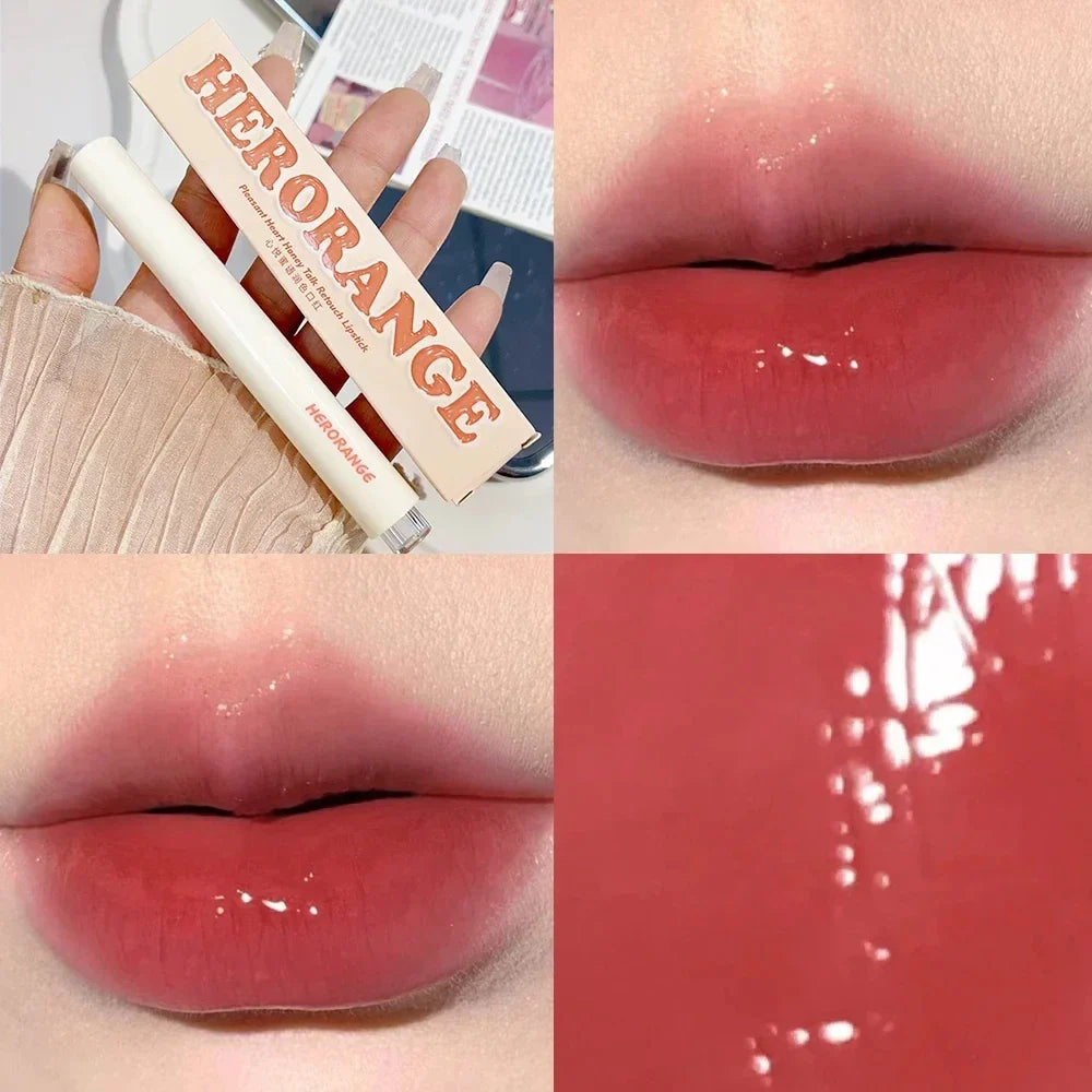 Rynx | Water Mirror Lipstick Long-lasting Non-sticky Cup Moisturizing Crystal Jelly Clear Brown Solid Lip Gloss Korean Lip Makeup Cosmetics