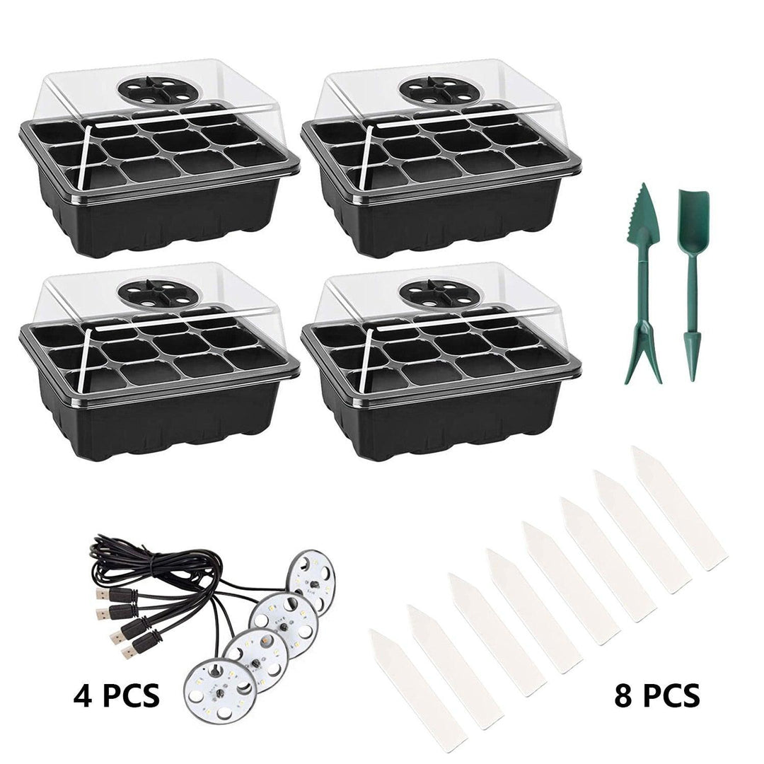 Lisslune | LED Seedling Starter Set with Humidity Control - Complete 5-Tray System for Enhanced Plant Growth