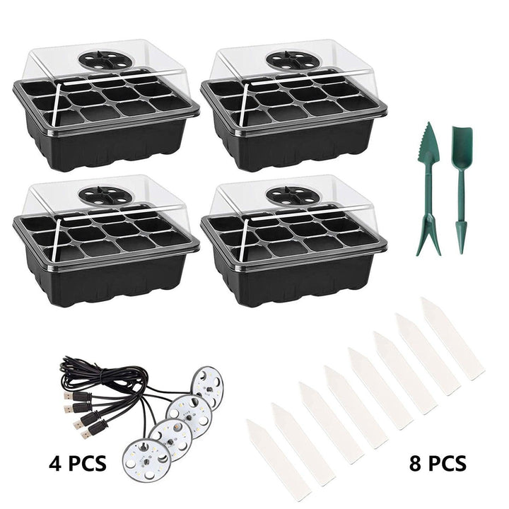 Lisslune | LED Seedling Starter Set with Humidity Control - Complete 5-Tray System for Enhanced Plant Growth