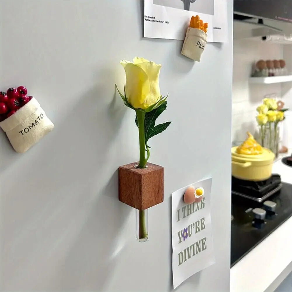 Lisslune | Wooden Magnetic Flower Tube Vase