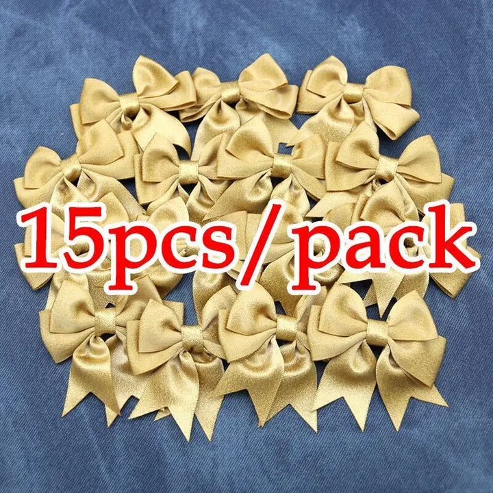 Rynx | (15 pieces/pack) Size 7cm Pink gold dust bow Handmade crafts DIY gift wrapping decoration wedding party supplies