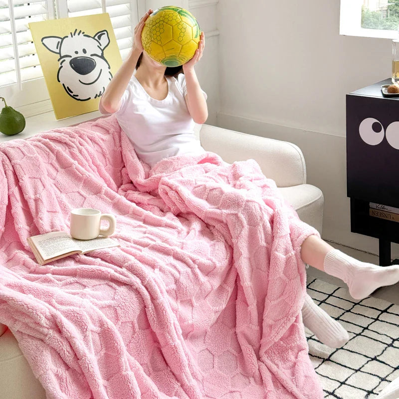 Rynx | New Tafu Velvet Cross Border Double-Sided Jacquard Football Grid Thick Duvet Cover for Bedding Sofa