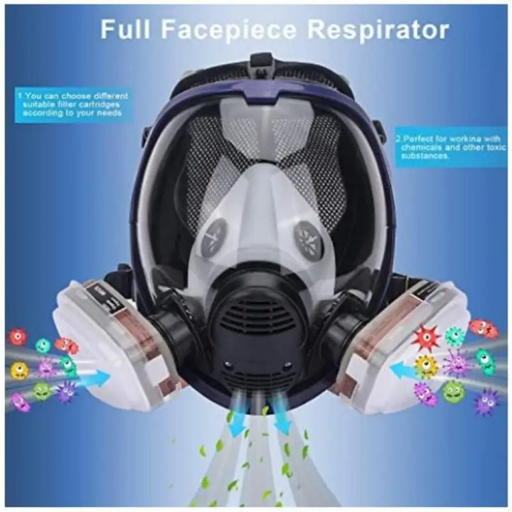 Lisslune | Full Face Respirator Mask with Anti-Fog Lens and Industrial Gas Filters