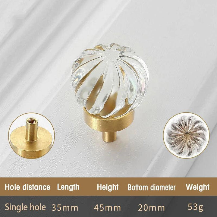 Lisslune | Chic Gold-Base Crystal Glass Knobs for Stylish Kitchen Cabinets and Furniture