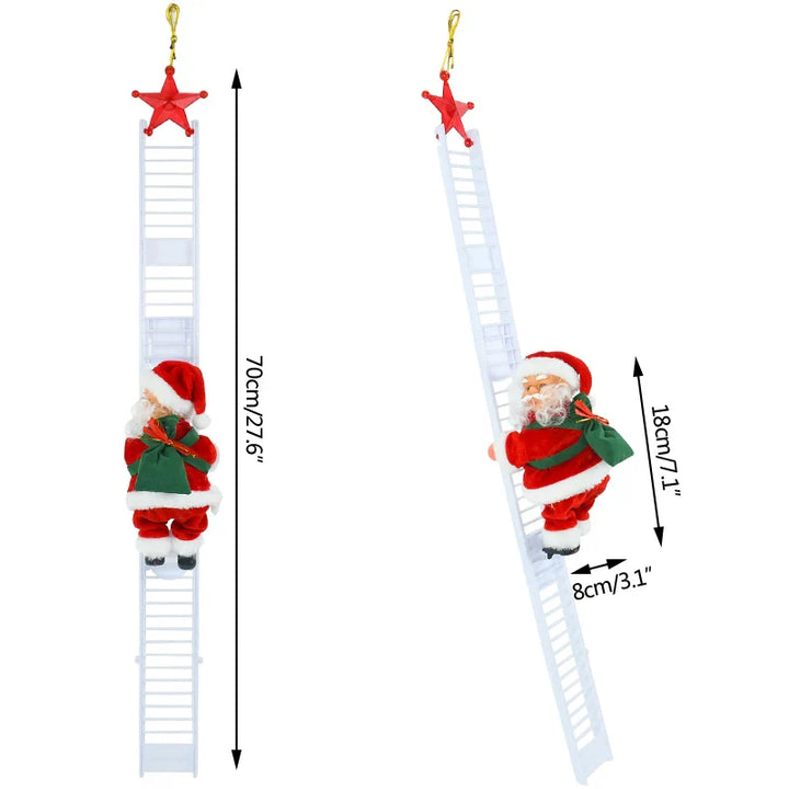 Rynx Santa Claus Doll Climbing Ladder with Music Christmas Tree Ornaments Decorations For Home 2025 Christmas New Year Kids Gift
