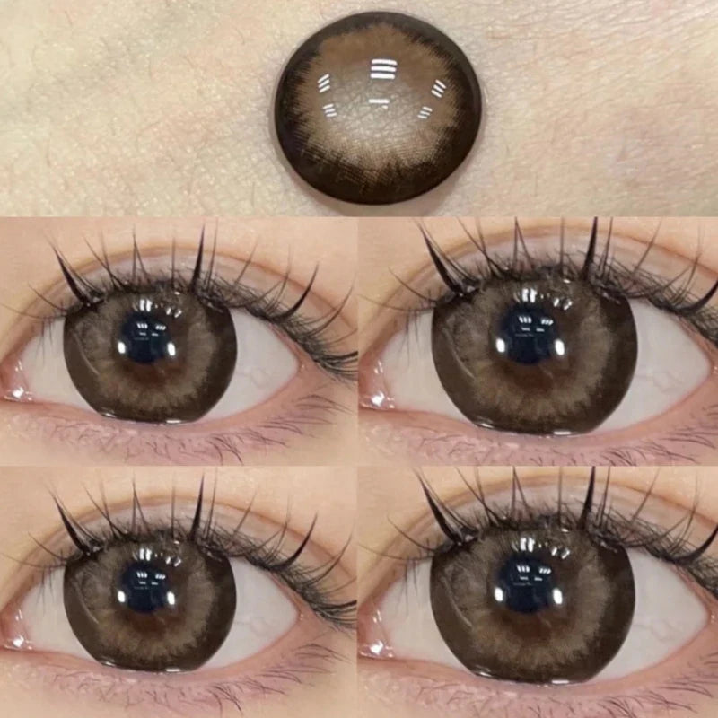 Rynx | 1 Pair Colored Contact Lenses for Eye Color Yearly Natural Amber Gray Lens Cosmetic Soft Glasses Beauty Fashion Pupil with Lenses