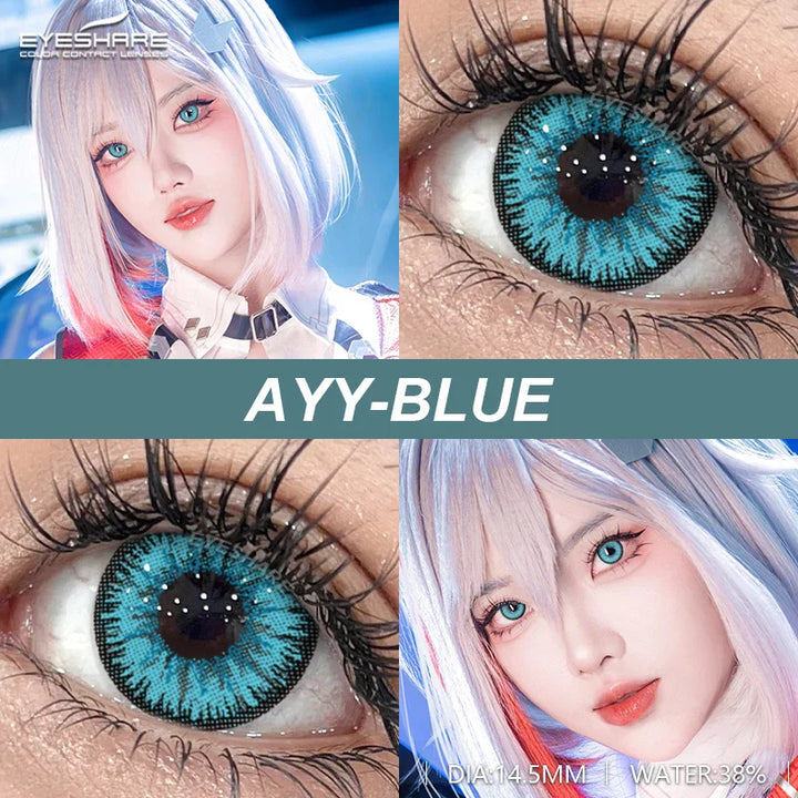 Rynx | 2 Piece Set Cosplay Contact Lenses for Eyes Anime Colored Contact Lenses Blue Contact Halloween Beautiful Pupil Annual Contact Lenses
