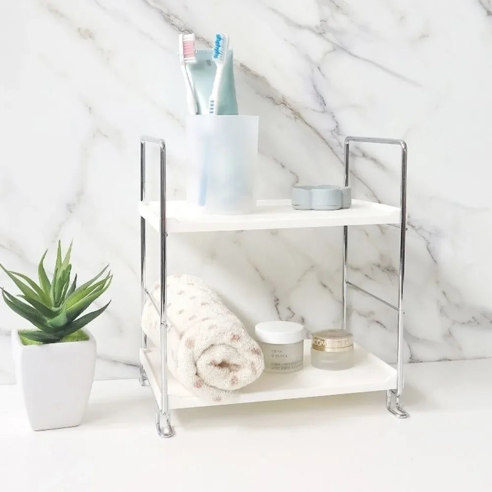 Rynx | 2-Tier Bathroom Organizer Counter Vanity Skincare Makeup Organizer Holder Bathroom Sink Counter Storage Shelf