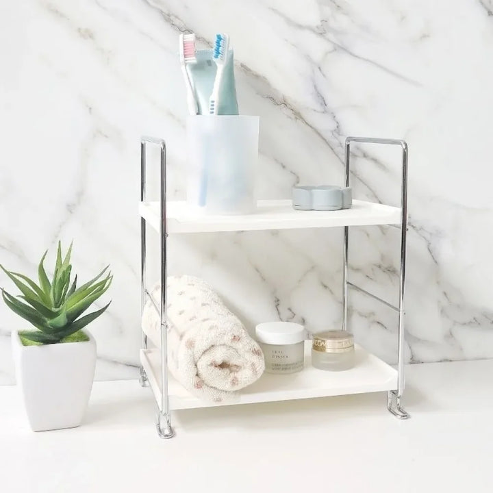 Rynx | 2-Tier Bathroom Organizer Counter Vanity Skincare Makeup Organizer Holder Bathroom Sink Counter Storage Shelf