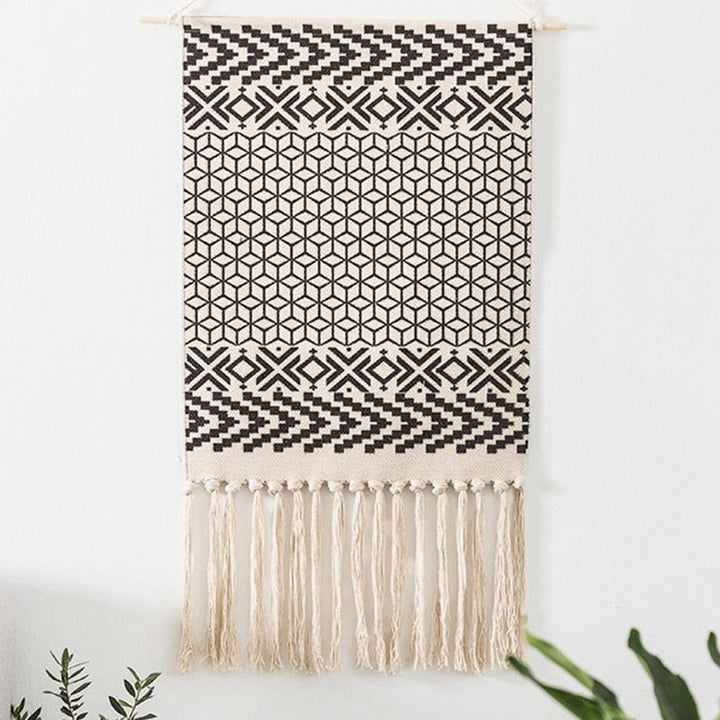 Lisslune | Bohemian Wall Tapestry, Macrame Wall Hanging, Home Decoration, Cotton Linen Tassel, Handcrafted, Woven, Geometric Canvas Art, Background Wall Tapestries