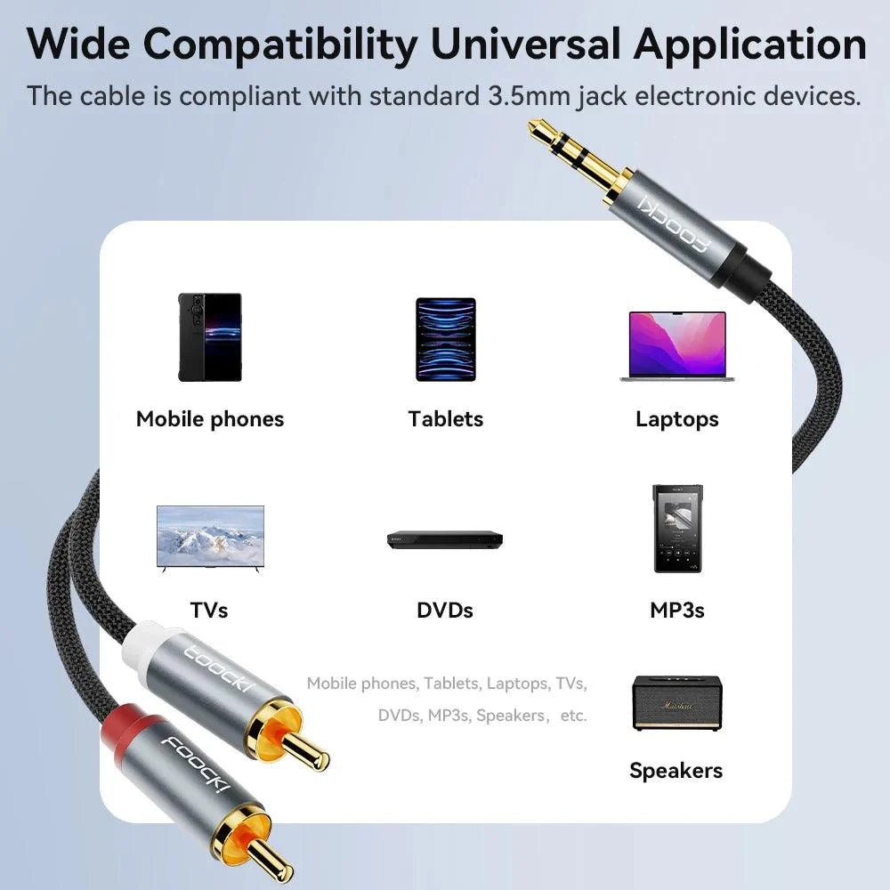 Lisslune | Superior RCA Audio Splitter Cable: Enhance your sound quality with effortless 3.5mm connectivity