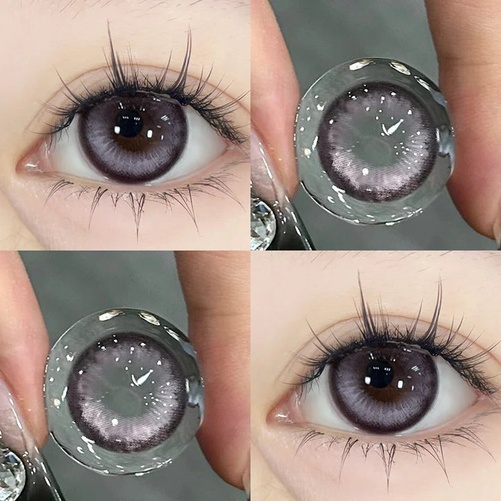 Lisslune | 1Pair Neue Myopie-Linsen Farbige Kontaktlinsen mit 0-800 Dioptrien Natürliche Linsen Pinke Augenlinsen Farb Kosmetisch Koreanisch