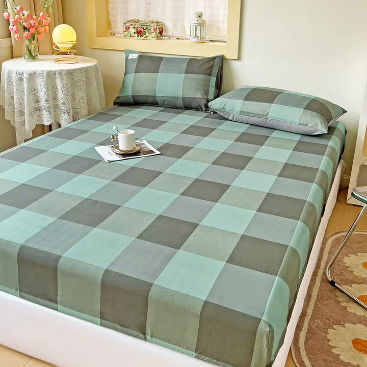 Rynx | Stripe Style Fitted Sheet with Elastic Bands Non-Slip Adjustable Mattress Cover for Double, King, and Queen Bed 90x200 150x200 180x200