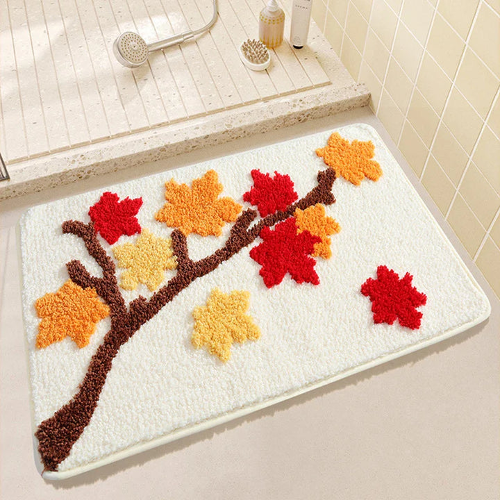 Rynx | Tufting Green Plants Bathroom Mat Soft Bedside Foot Rug Carpet Floor Mat Bath Mat Bedroom Foot Mat Aesthetic Home Space Neat Decor