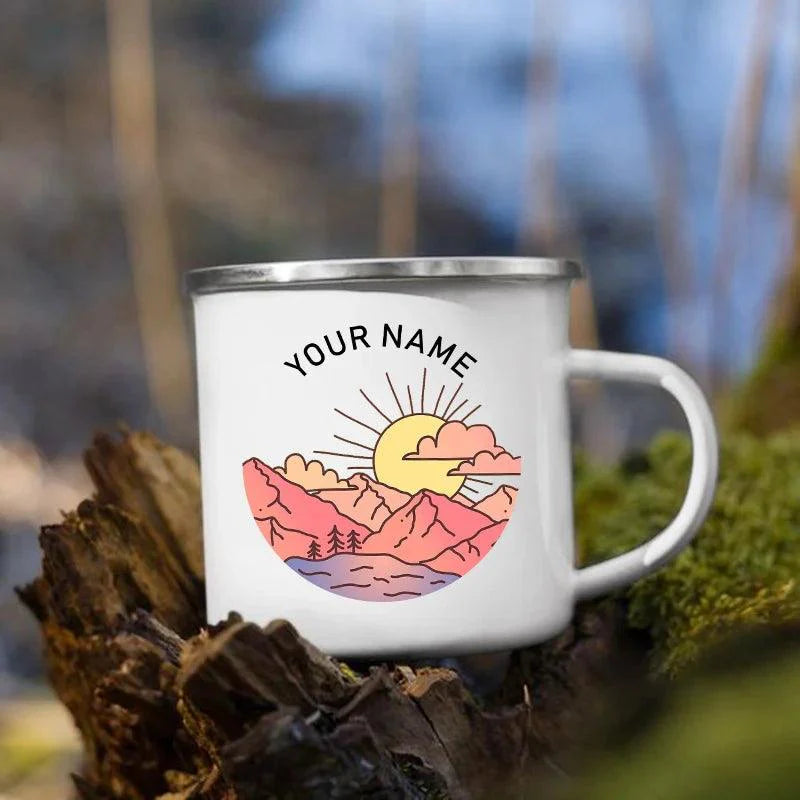 Lisslune | Customizable Enamel Camping Mug for Unforgettable Outdoor Experiences - Personalized Coffee and Beer Mug