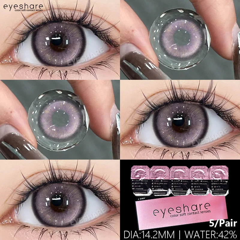 Rynx | 5 pairs of daily colored contact lenses for eyes 42% high water content 1 daily lens comfortable to wear disposable