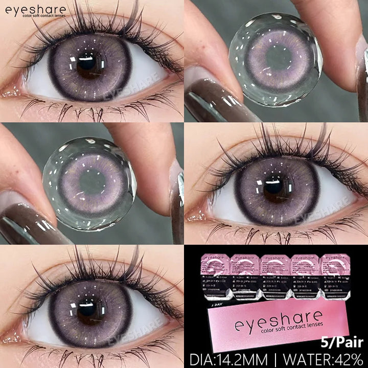 Rynx | 5 pairs of daily colored contact lenses for eyes 42% high water content 1 daily lens comfortable to wear disposable