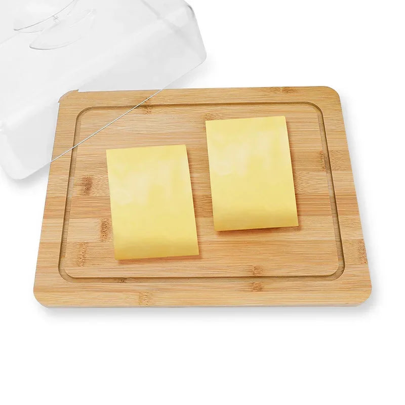 Lisslune | Rectangular cheese and butter dish with bamboo board